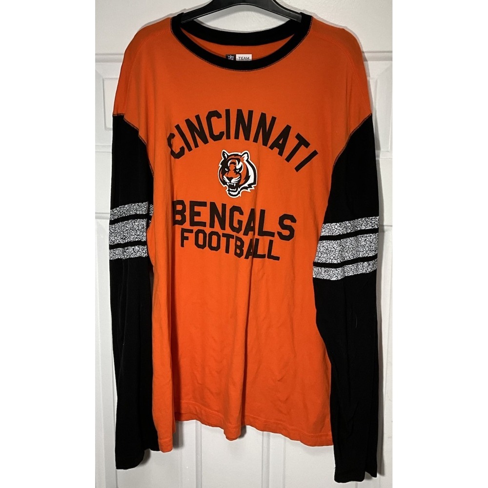 NFL Team Apparel Cincinnati Bengals Long Sleeve Orange/Black Shirt Men's XL
